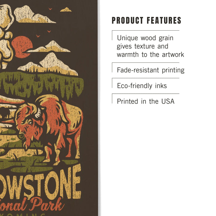 Yellowstone National Park, Wyoming, Distressed Mountain Scene, Wood Signs and Postcards Wood Lantern Press 