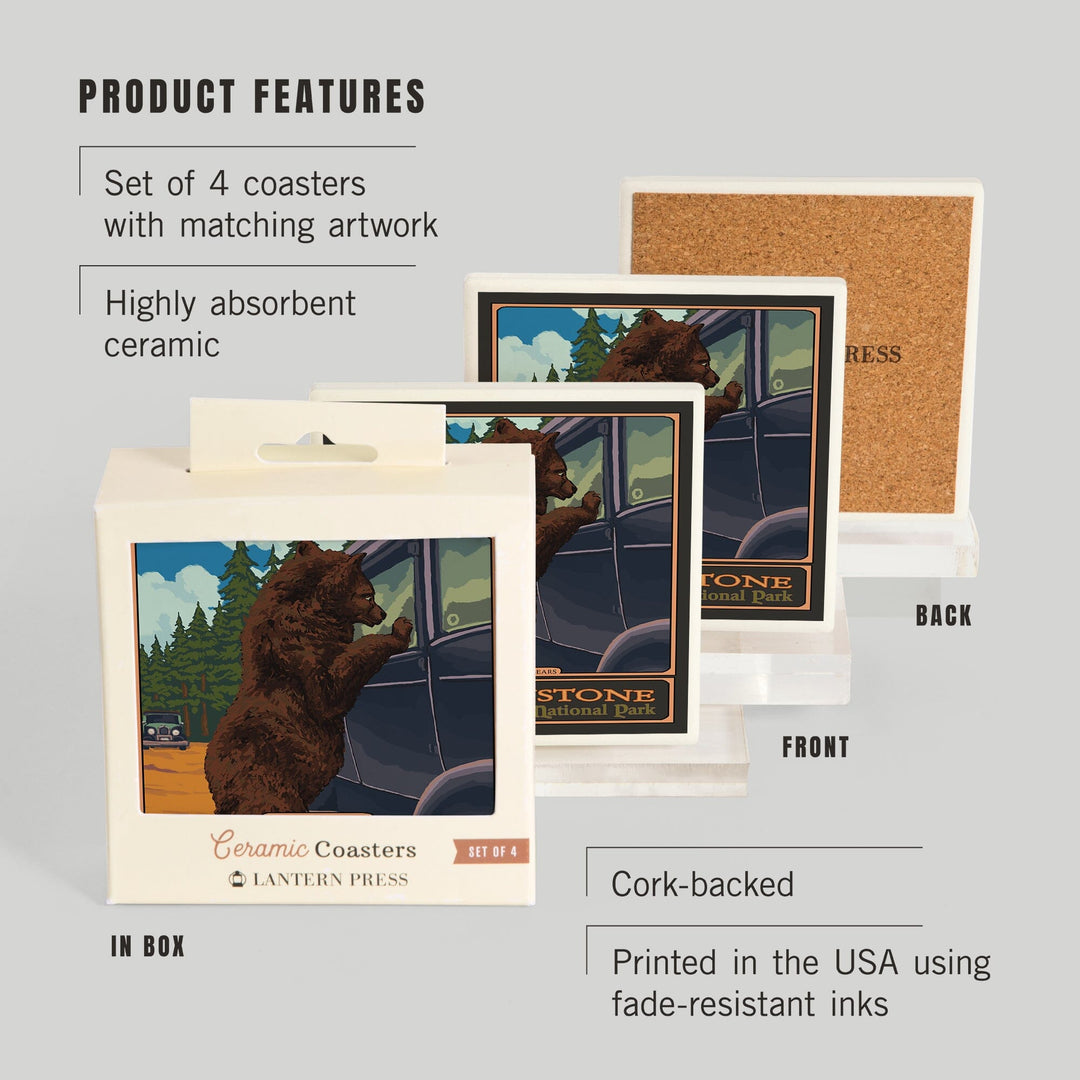 Yellowstone National Park, Wyoming, Don't Feed The Bears, Coasters Coasters Lantern Press 