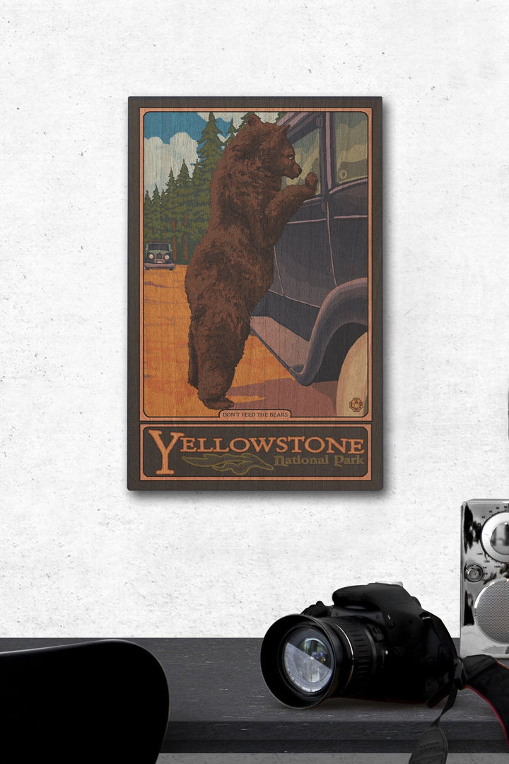 Yellowstone National Park, Wyoming, Don't Feed The Bears, Lantern Press Artwork, Wood Signs and Postcards Wood Lantern Press 12 x 18 Wood Gallery Print 