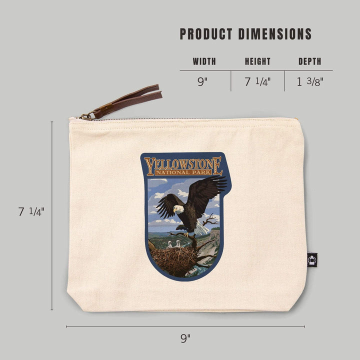 Yellowstone National Park, Wyoming, Eagle Perched,, Organic Cotton Zipper Pouch, Go Bag Go Bag Lantern Press 