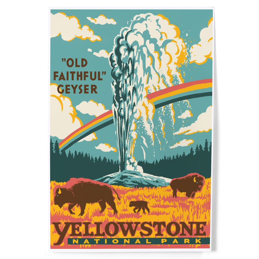 Yellowstone National Park, Wyoming, Explorer Series, Old Faithful Geyser, Art & Giclee Prints Art Lantern Press 