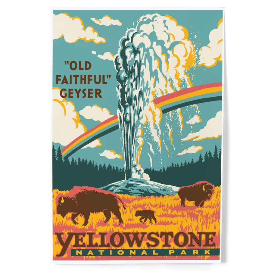 Yellowstone National Park, Wyoming, Explorer Series, Old Faithful Geyser, Art & Giclee Prints Art Lantern Press 