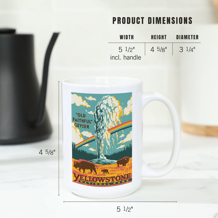 Yellowstone National Park, Wyoming, Explorer Series, Old Faithful Geyser, Ceramic Mug Mugs Lantern Press 