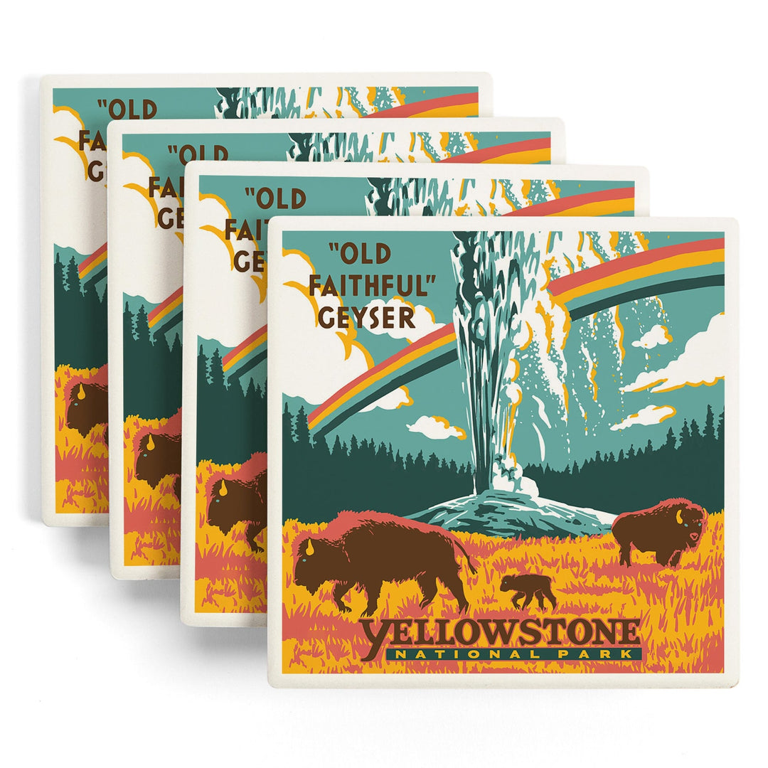 Yellowstone National Park, Wyoming, Explorer Series, Old Faithful Geyser, Coasters Coasters Lantern Press 