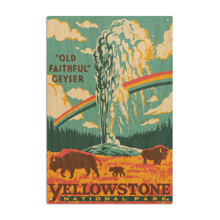 Yellowstone National Park, Wyoming, Explorer Series, Old Faithful Geyser, Wood Signs and Postcards Wood Lantern Press 10 x 15 Wood Sign 