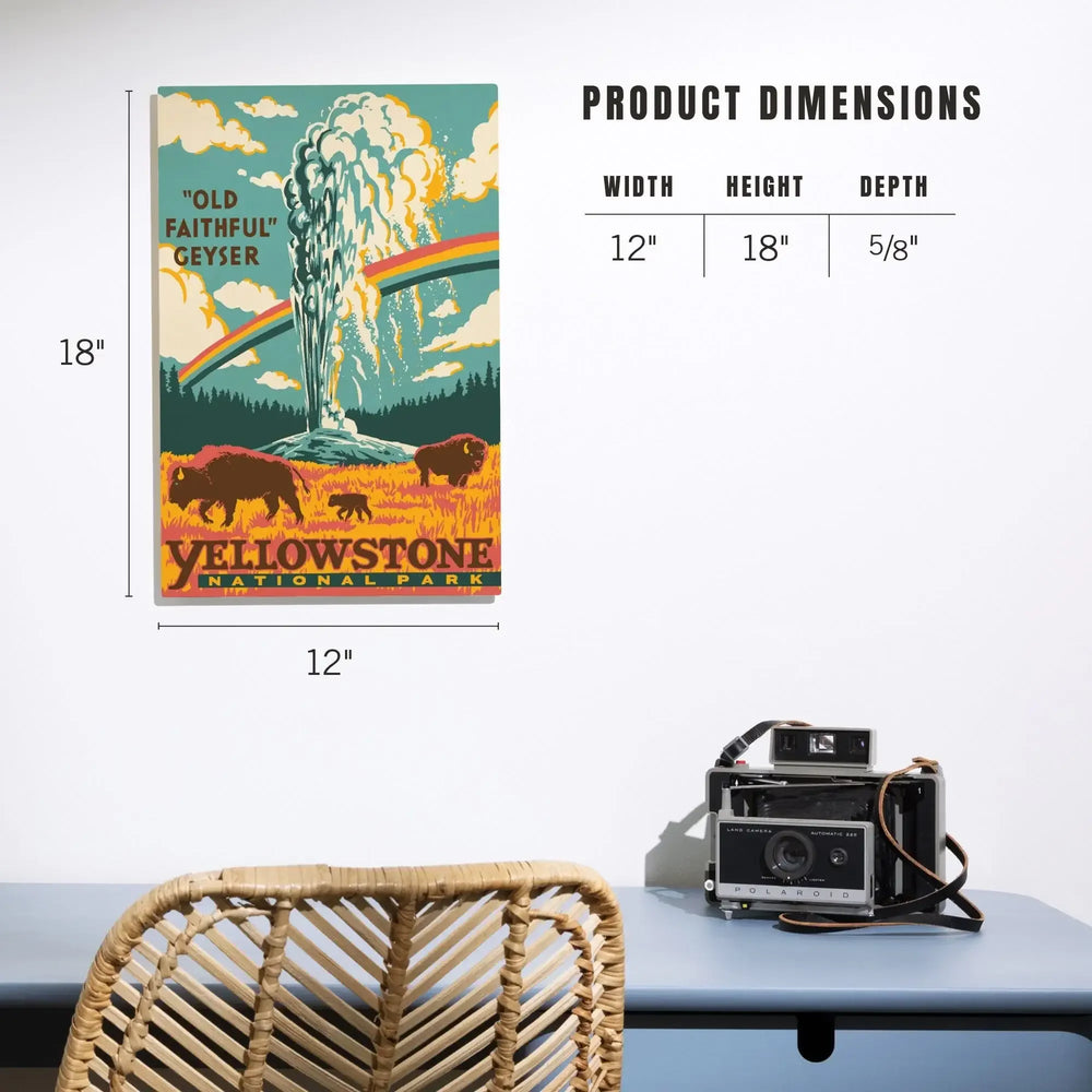 Yellowstone National Park, Wyoming, Explorer Series, Old Faithful Geyser, Wood Signs and Postcards Wood Lantern Press 