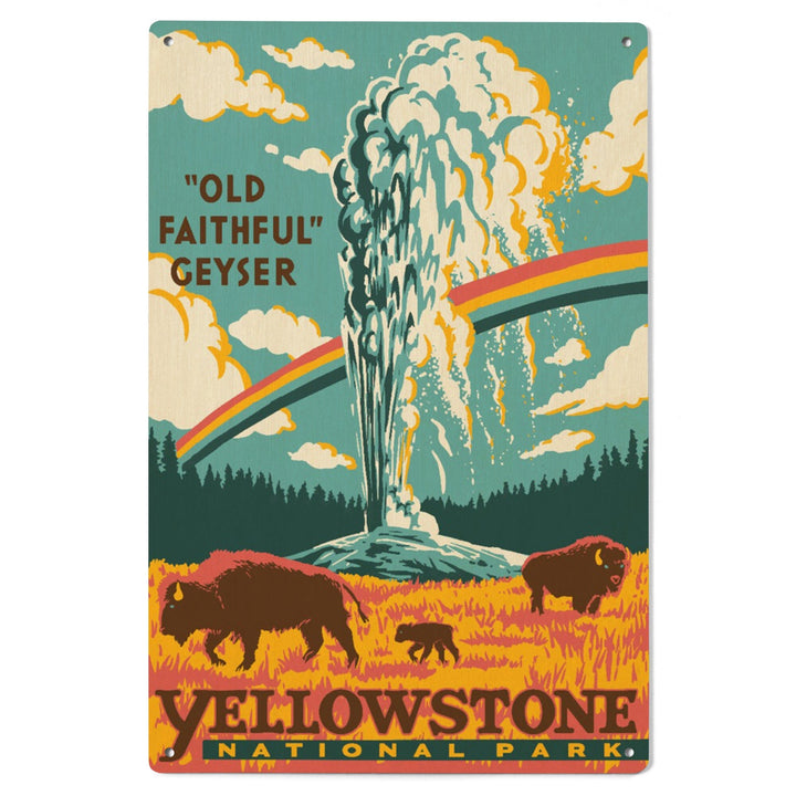 Yellowstone National Park, Wyoming, Explorer Series, Old Faithful Geyser, Wood Signs and Postcards Wood Lantern Press 
