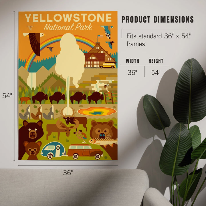 Yellowstone National Park, Wyoming, Geometric National Park Series, Art & Giclee Prints Art Lantern Press 