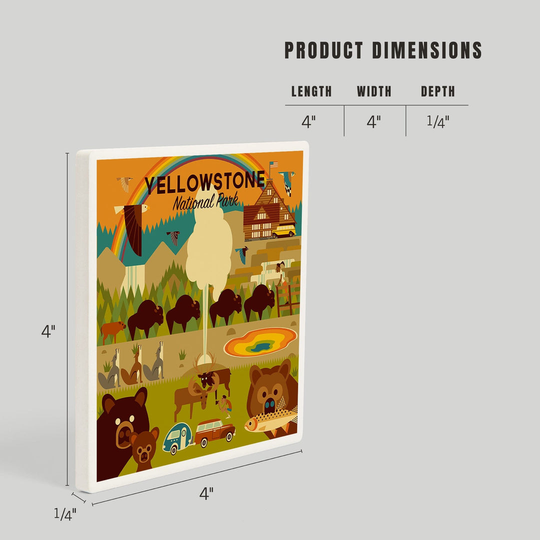 Yellowstone National Park, Wyoming, Geometric National Park Series, Coasters Coasters Lantern Press 
