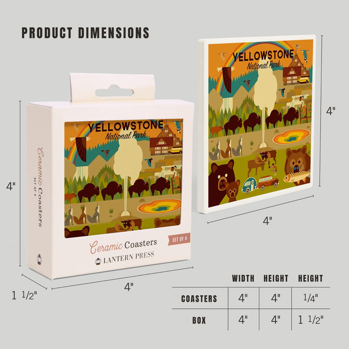 Yellowstone National Park, Wyoming, Geometric National Park Series, Coasters Coasters Lantern Press 