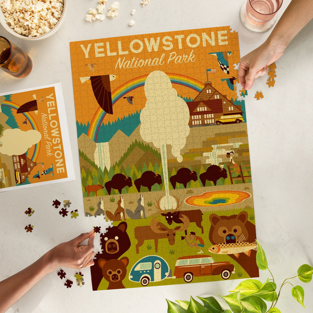 Yellowstone National Park, Wyoming, Geometric National Park Series, Jigsaw Puzzle Puzzle Lantern Press 