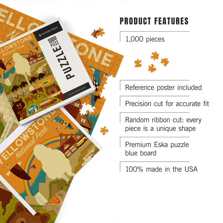 Yellowstone National Park, Wyoming, Geometric National Park Series, Jigsaw Puzzle Puzzle Lantern Press 