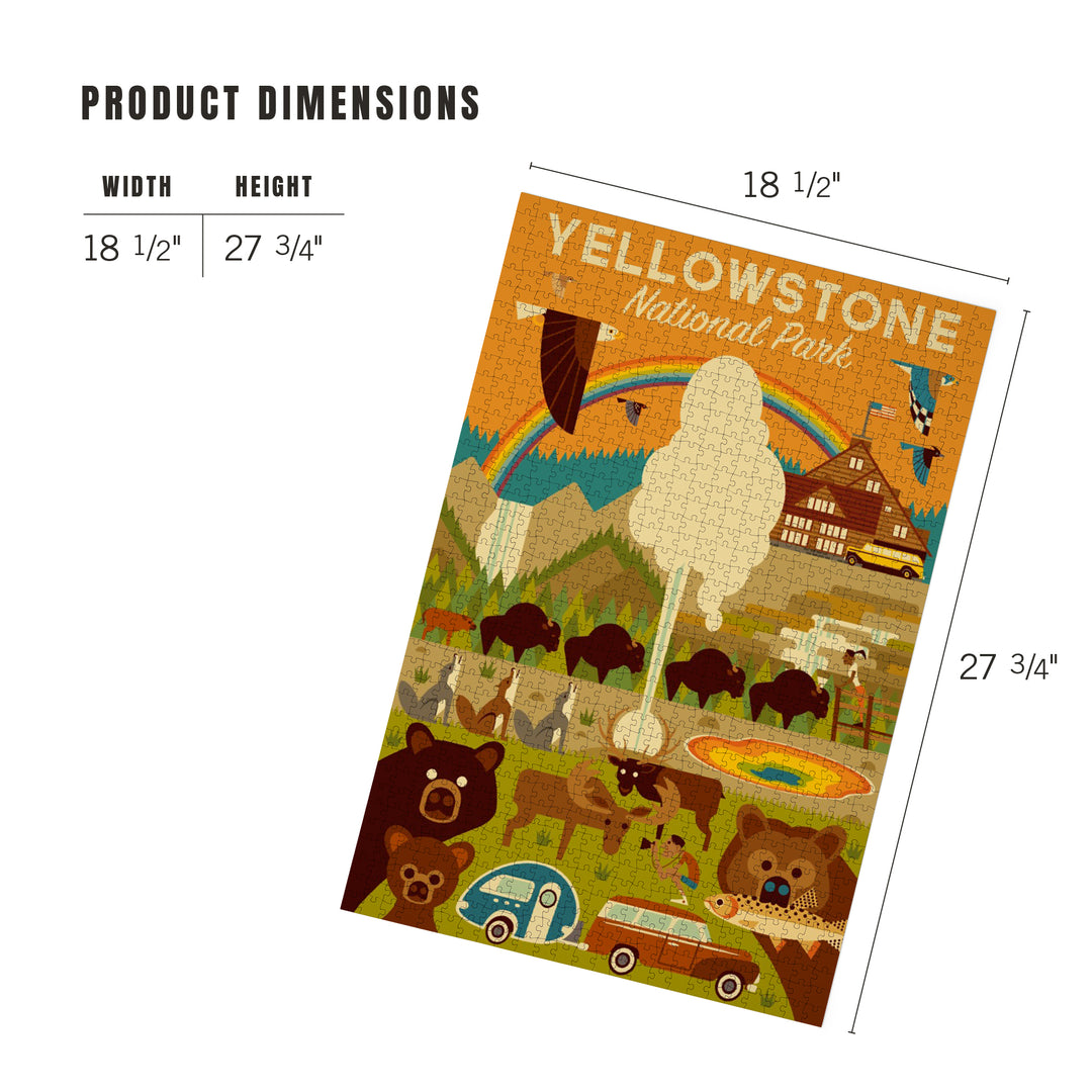 Yellowstone National Park, Wyoming, Geometric National Park Series, Jigsaw Puzzle Puzzle Lantern Press 