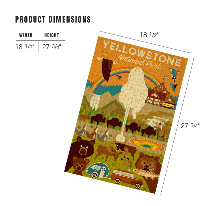 Yellowstone National Park, Wyoming, Geometric National Park Series, Jigsaw Puzzle Puzzle Lantern Press 