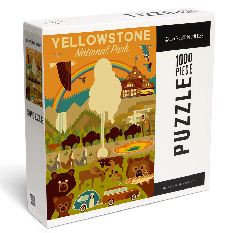 Yellowstone National Park, Wyoming, Geometric National Park Series, Jigsaw Puzzle Puzzle Lantern Press 