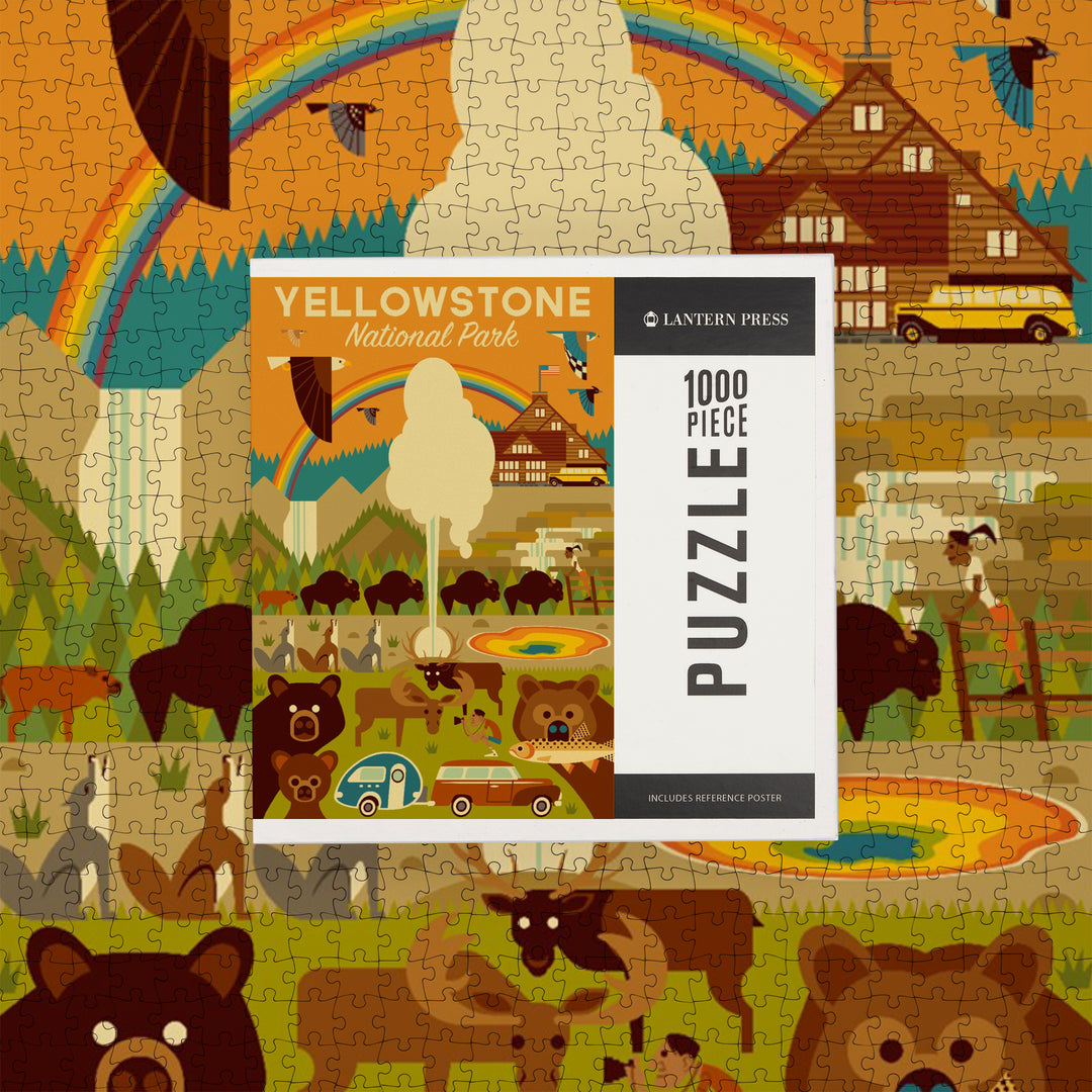 Yellowstone National Park, Wyoming, Geometric National Park Series, Jigsaw Puzzle Puzzle Lantern Press 