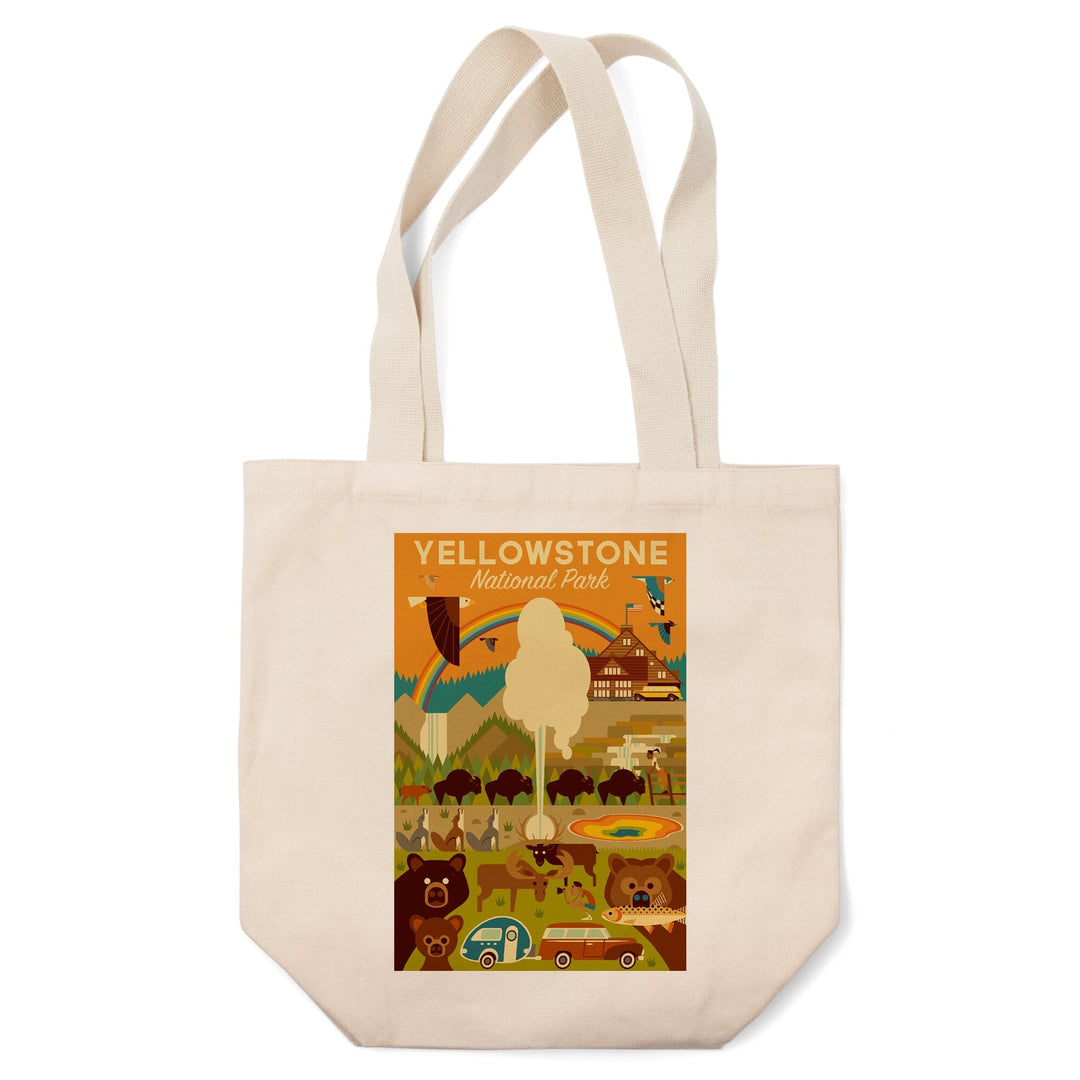 Yellowstone National Park, Wyoming, Geometric National Park Series, Tote Bag Totes Lantern Press 