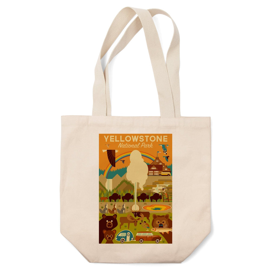 Yellowstone National Park, Wyoming, Geometric National Park Series, Tote Bag Totes Lantern Press 