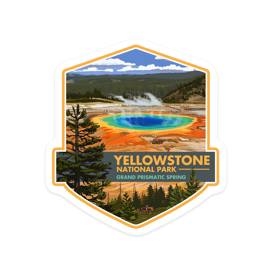 Yellowstone National Park, Wyoming, Grand Prismatic Spring, Contour, Lantern Press Artwork, Vinyl Sticker Sticker Lantern Press 