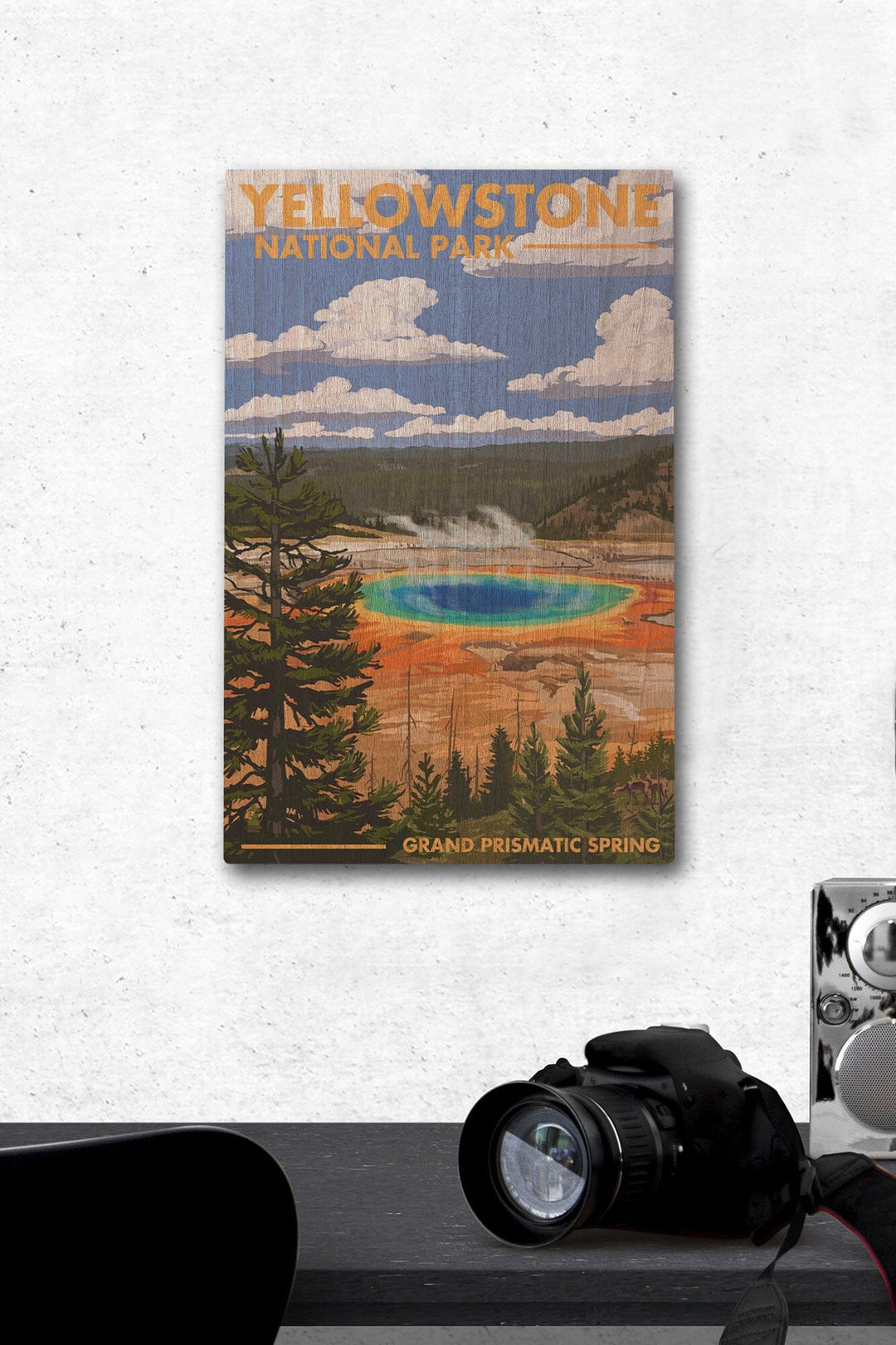 Yellowstone National Park, Wyoming, Grand Prismatic Spring, Lantern Press Artwork, Wood Signs and Postcards Wood Lantern Press 12 x 18 Wood Gallery Print 