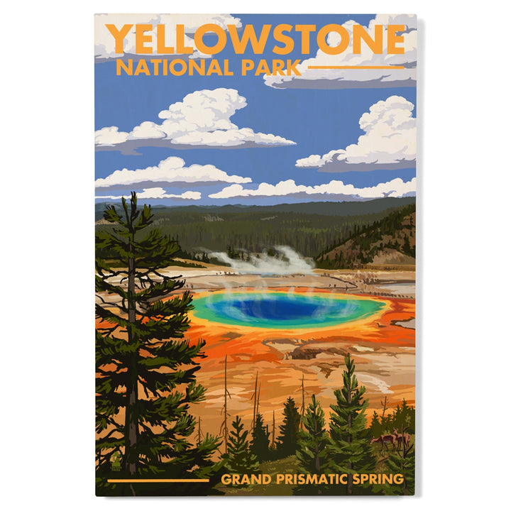 Yellowstone National Park, Wyoming, Grand Prismatic Spring, Lantern Press Artwork, Wood Signs and Postcards Wood Lantern Press 