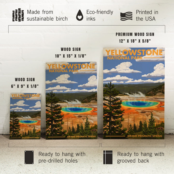 Yellowstone National Park, Wyoming, Grand Prismatic Spring, Lantern Press Artwork, Wood Signs and Postcards Wood Lantern Press 