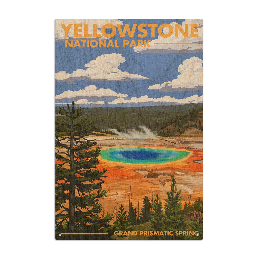 Yellowstone National Park, Wyoming, Grand Prismatic Spring, Lantern Press Artwork, Wood Signs and Postcards Wood Lantern Press 6x9 Wood Sign 