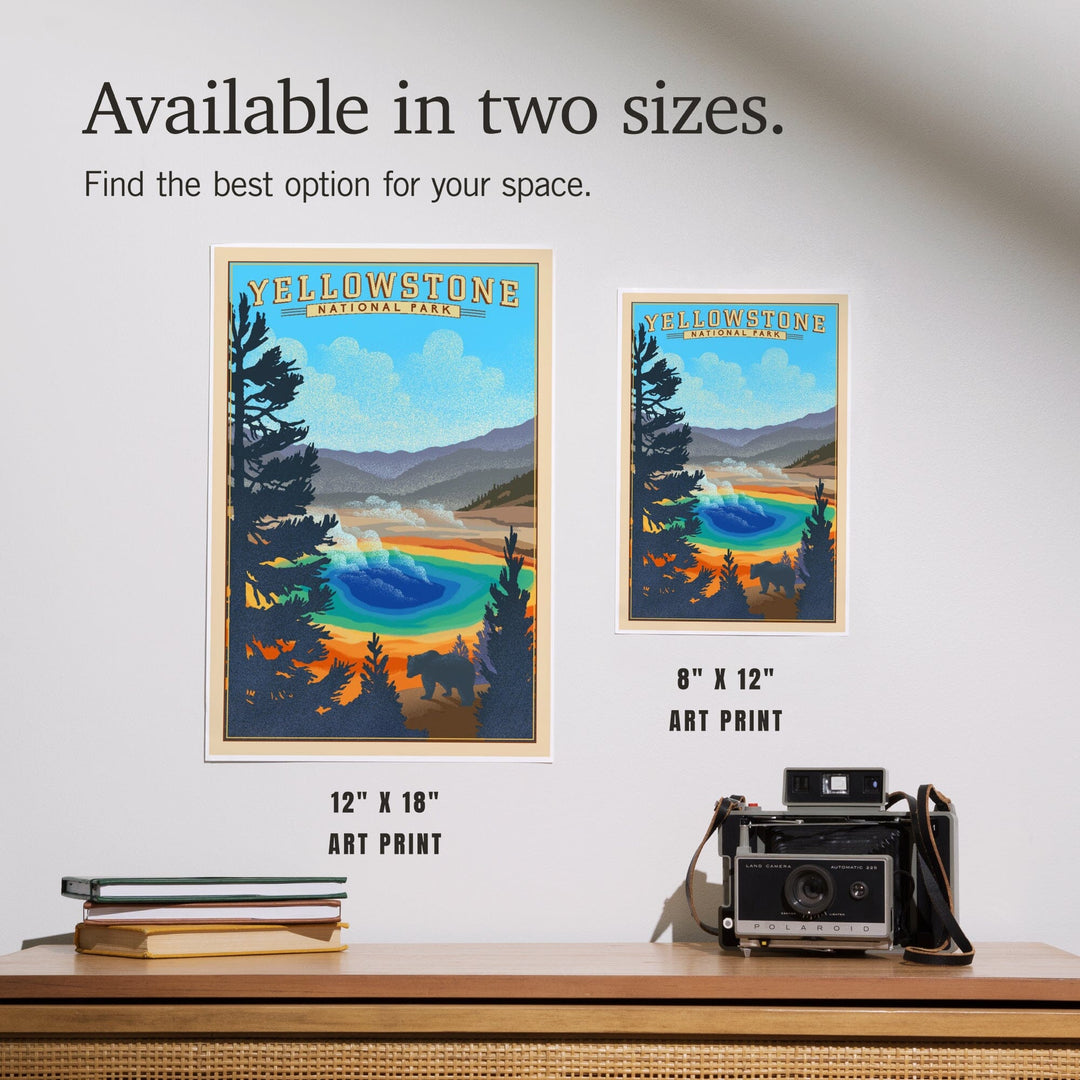 Yellowstone National Park, Wyoming, Grand Prismatic Spring, Lithograph, Art & Giclee Prints Art Lantern Press 