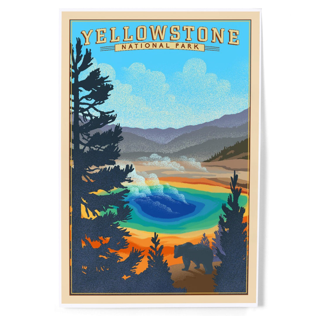 Yellowstone National Park, Wyoming, Grand Prismatic Spring, Lithograph, Art & Giclee Prints Art Lantern Press 