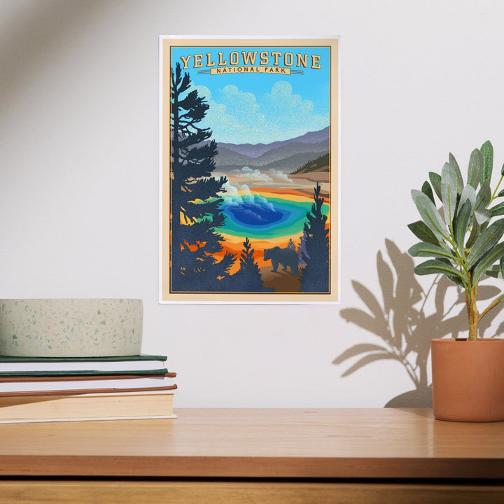 Yellowstone National Park, Wyoming, Grand Prismatic Spring, Lithograph, Art & Giclee Prints Art Lantern Press 