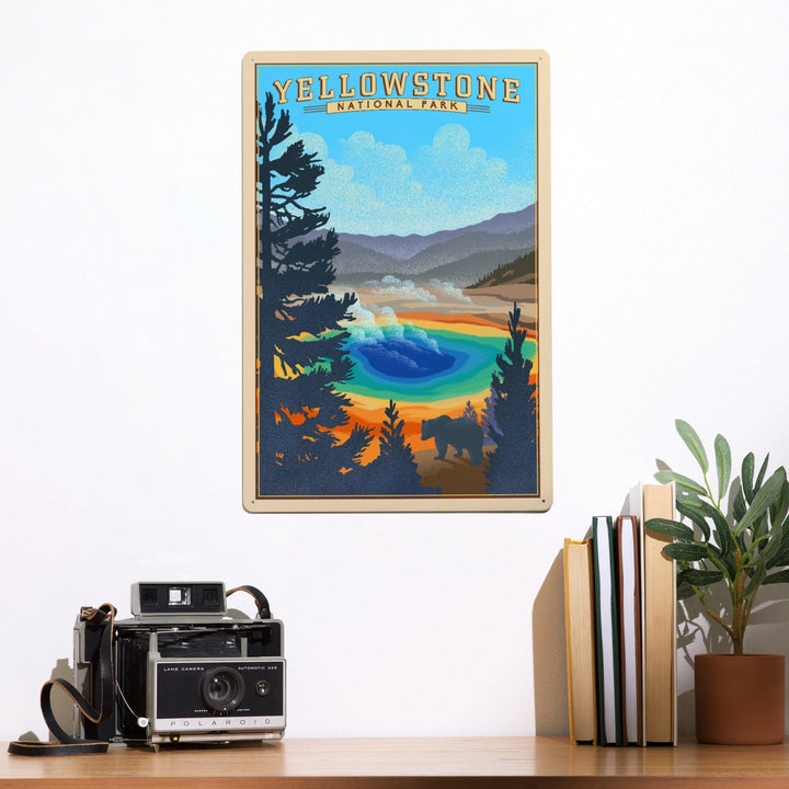 Yellowstone National Park, Wyoming, Grand Prismatic Spring, Lithograph, Metal Signs Metal Lantern Press 