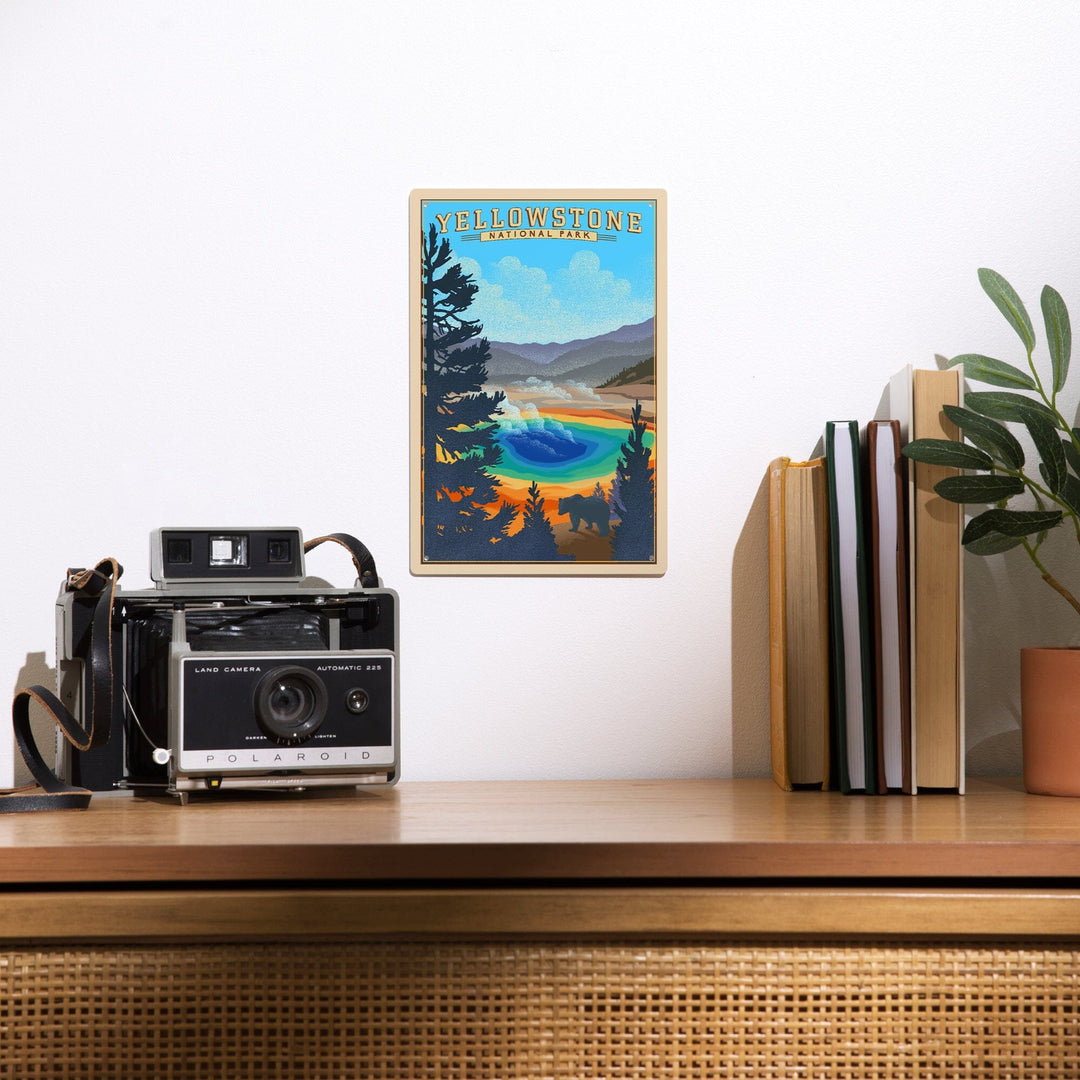 Yellowstone National Park, Wyoming, Grand Prismatic Spring, Lithograph, Metal Signs Metal Lantern Press 