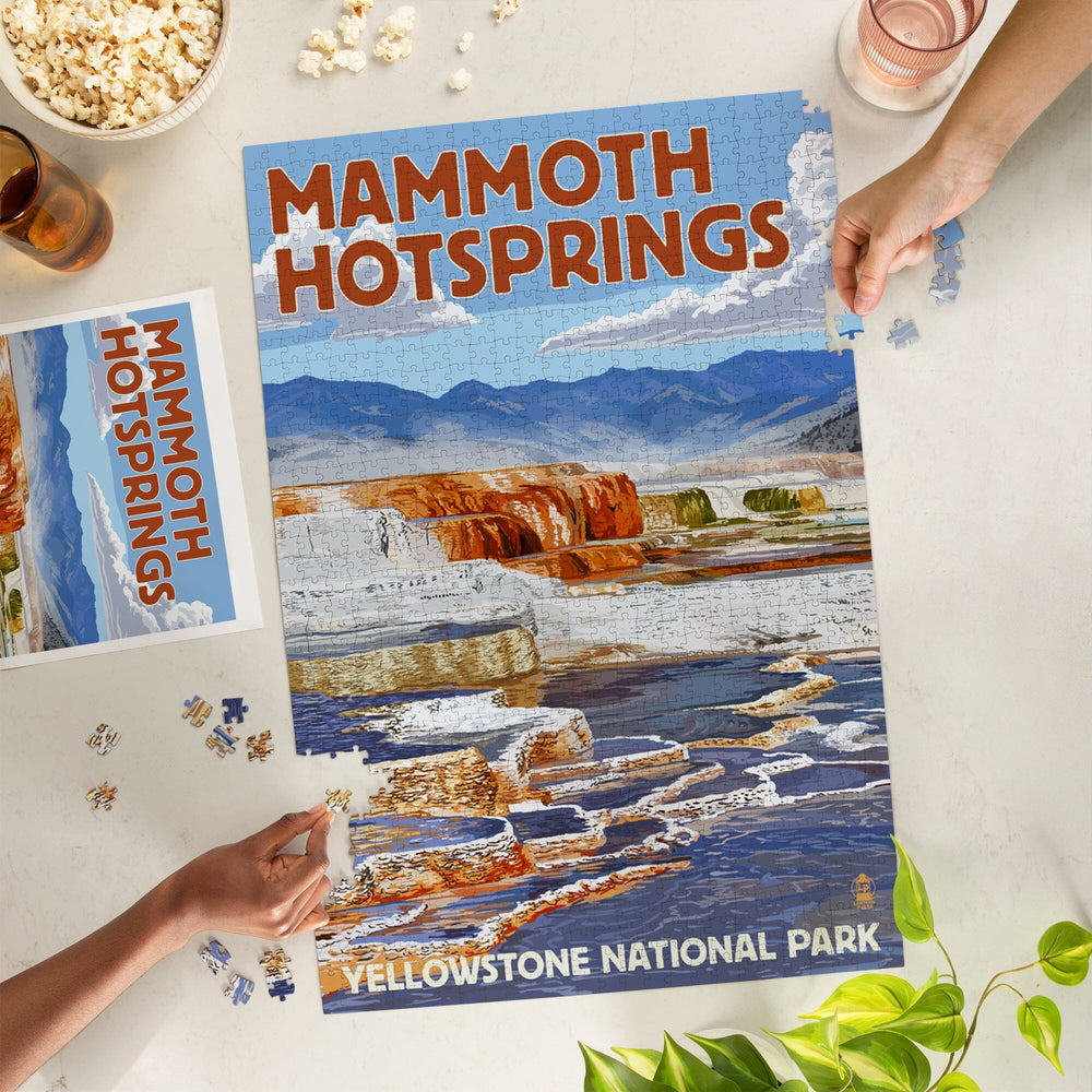 Yellowstone National Park, Wyoming, Mammoth Hotsprings, Jigsaw Puzzle Puzzle Lantern Press 