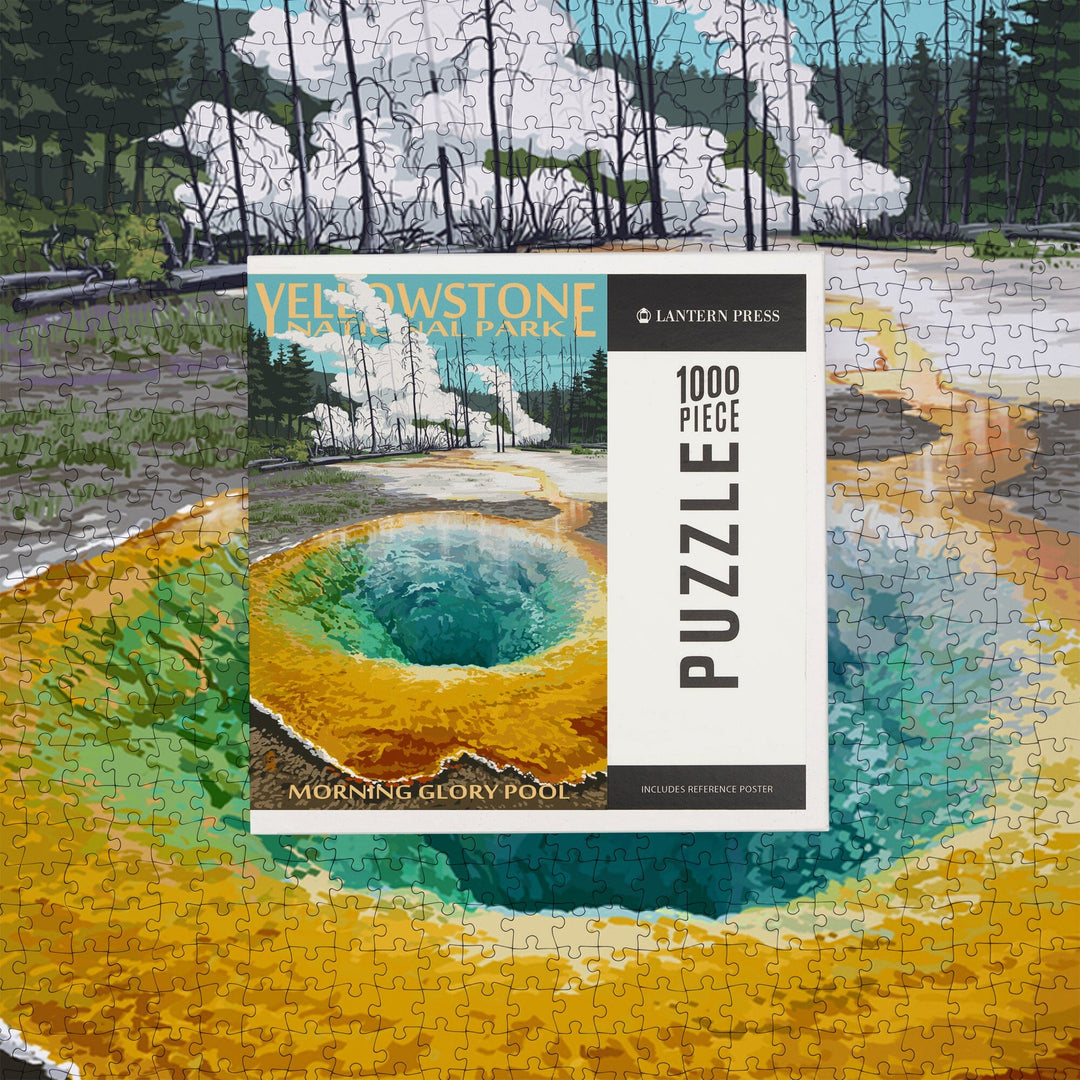 Yellowstone National Park, Wyoming, Morning Glory Pool, Jigsaw Puzzle Puzzle Lantern Press 
