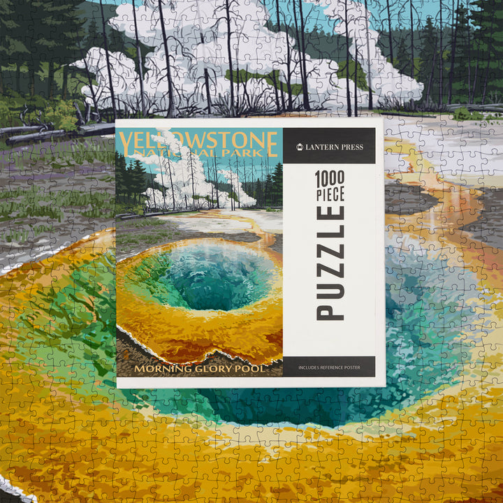 Yellowstone National Park, Wyoming, Morning Glory Pool, Jigsaw Puzzle Puzzle Lantern Press 