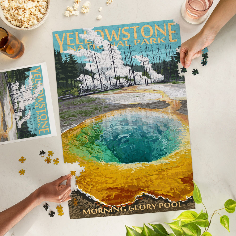 Yellowstone National Park, Wyoming, Morning Glory Pool, Jigsaw Puzzle Puzzle Lantern Press 