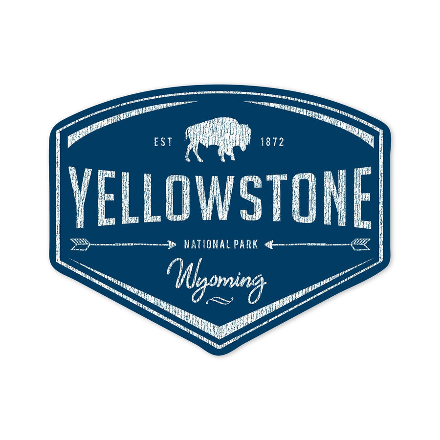 Yellowstone National Park, Wyoming, Navy Background, Contour, Vinyl Sticker Sticker Lantern Press 