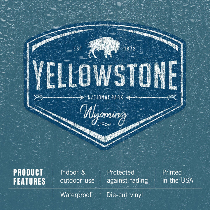 Yellowstone National Park, Wyoming, Navy Background, Contour, Vinyl Sticker Sticker Lantern Press 