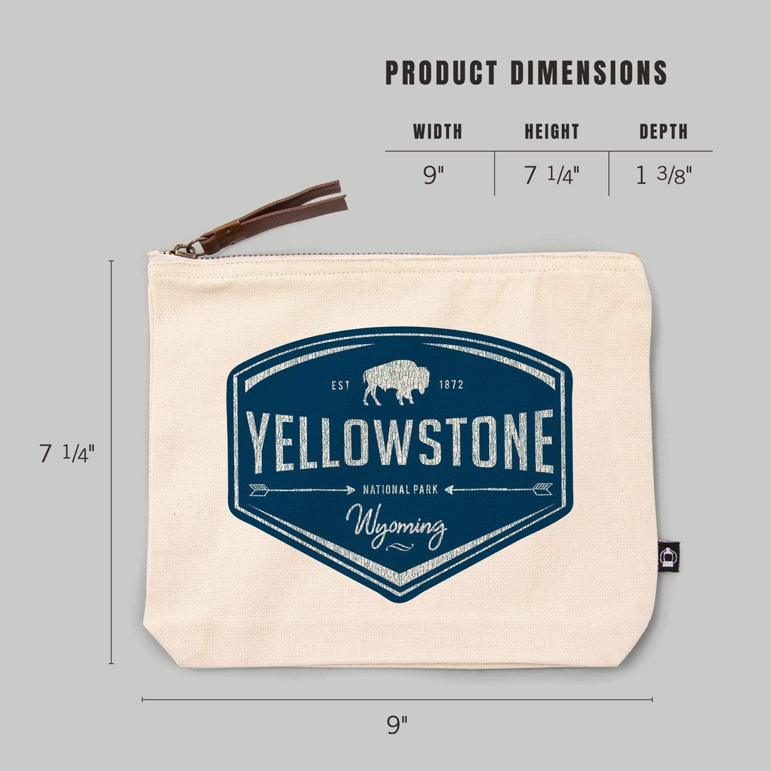 Yellowstone National Park, Wyoming, Navy Background,, Organic Cotton Zipper Pouch, Go Bag Go Bag Lantern Press 