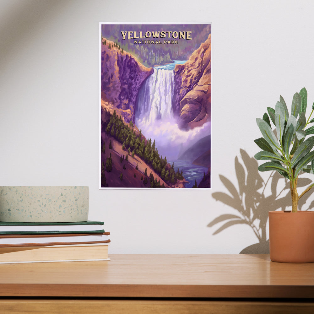 Yellowstone National Park, Wyoming, Oil Painting, Yellowstone Falls, Art & Giclee Prints Art Lantern Press 
