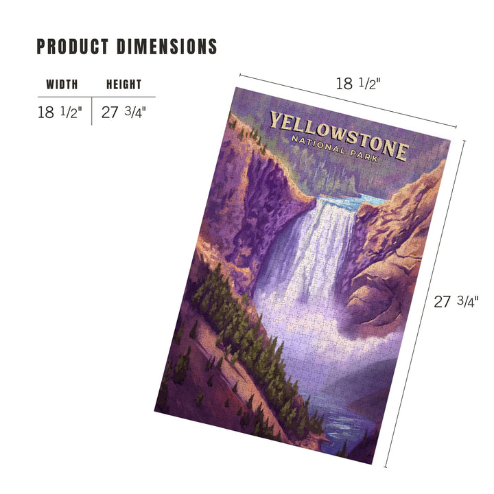 Yellowstone National Park, Wyoming, Oil Painting, Yellowstone Falls, Jigsaw Puzzle Puzzle Lantern Press 