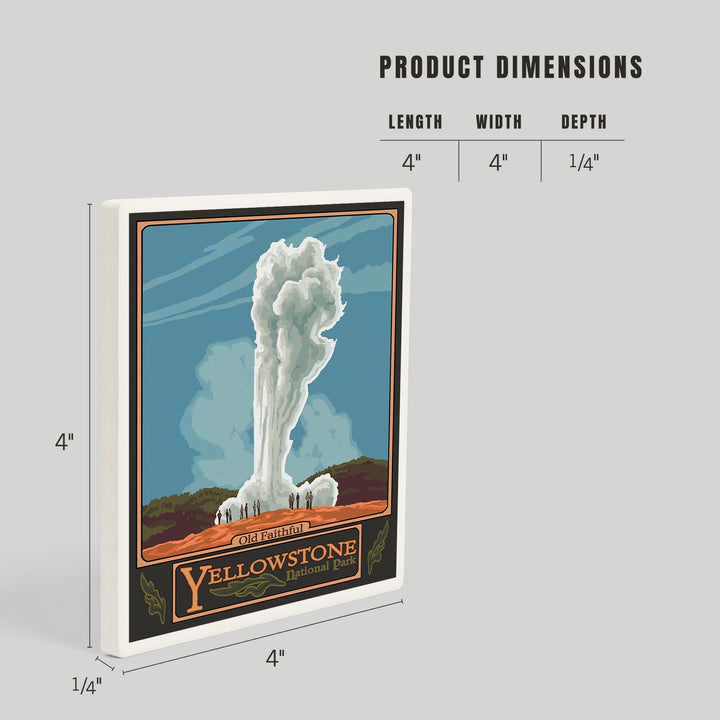 Yellowstone National Park, Wyoming, Old Faithful Geyser, Coasters Coasters Lantern Press 