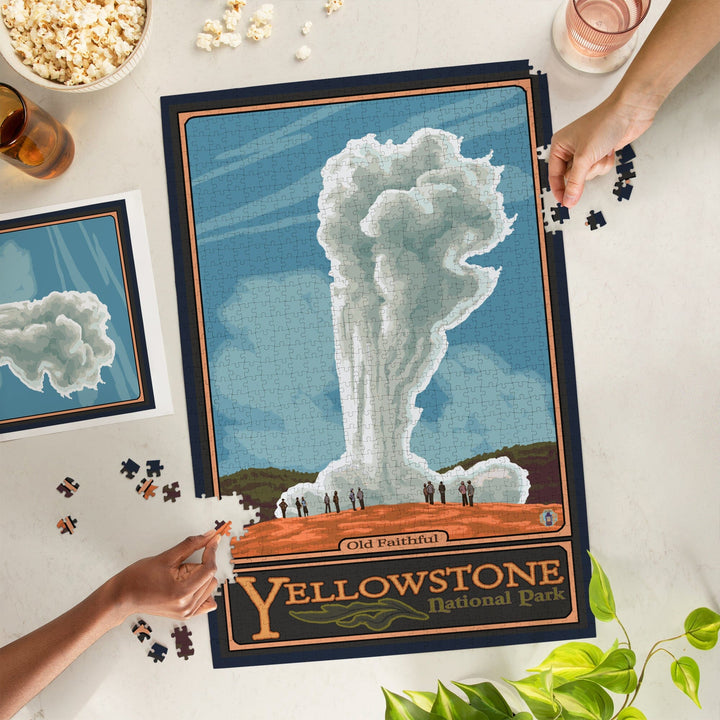 Yellowstone National Park, Wyoming, Old Faithful Geyser, Jigsaw Puzzle Puzzle Lantern Press 