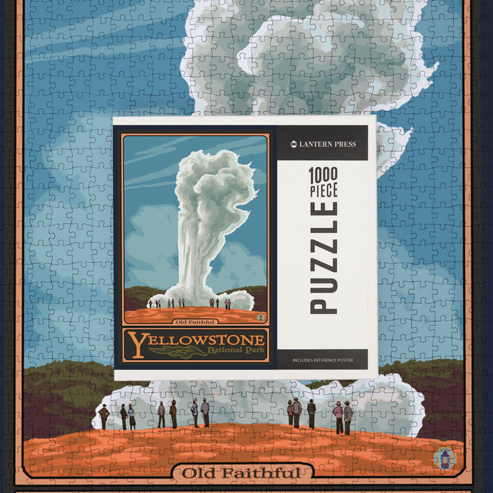 Yellowstone National Park, Wyoming, Old Faithful Geyser, Jigsaw Puzzle Puzzle Lantern Press 