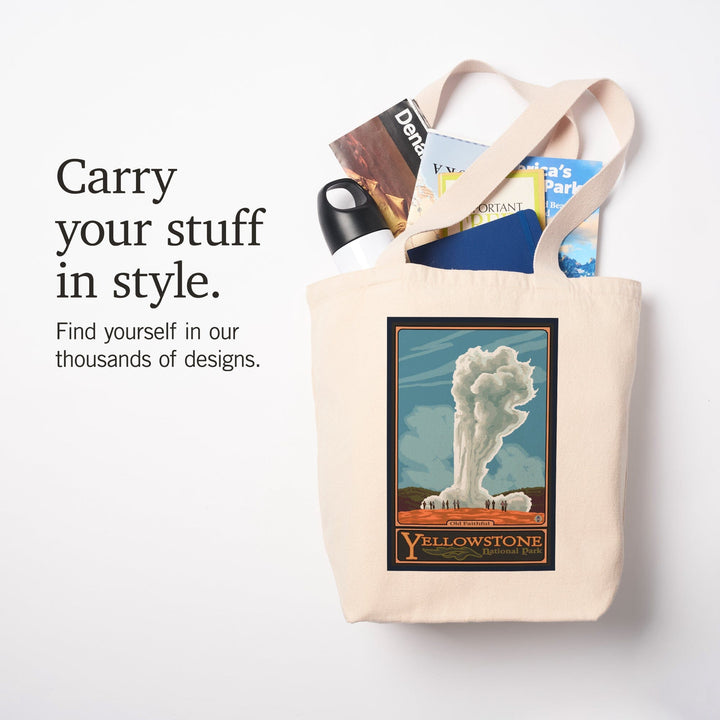 Yellowstone National Park, Wyoming, Old Faithful Geyser, Tote Bag Totes Lantern Press 