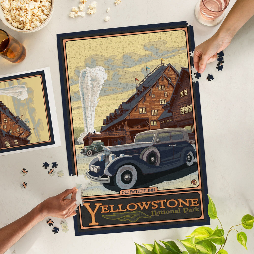 Yellowstone National Park, Wyoming, Old Faithful Inn, Jigsaw Puzzle Puzzle Lantern Press 