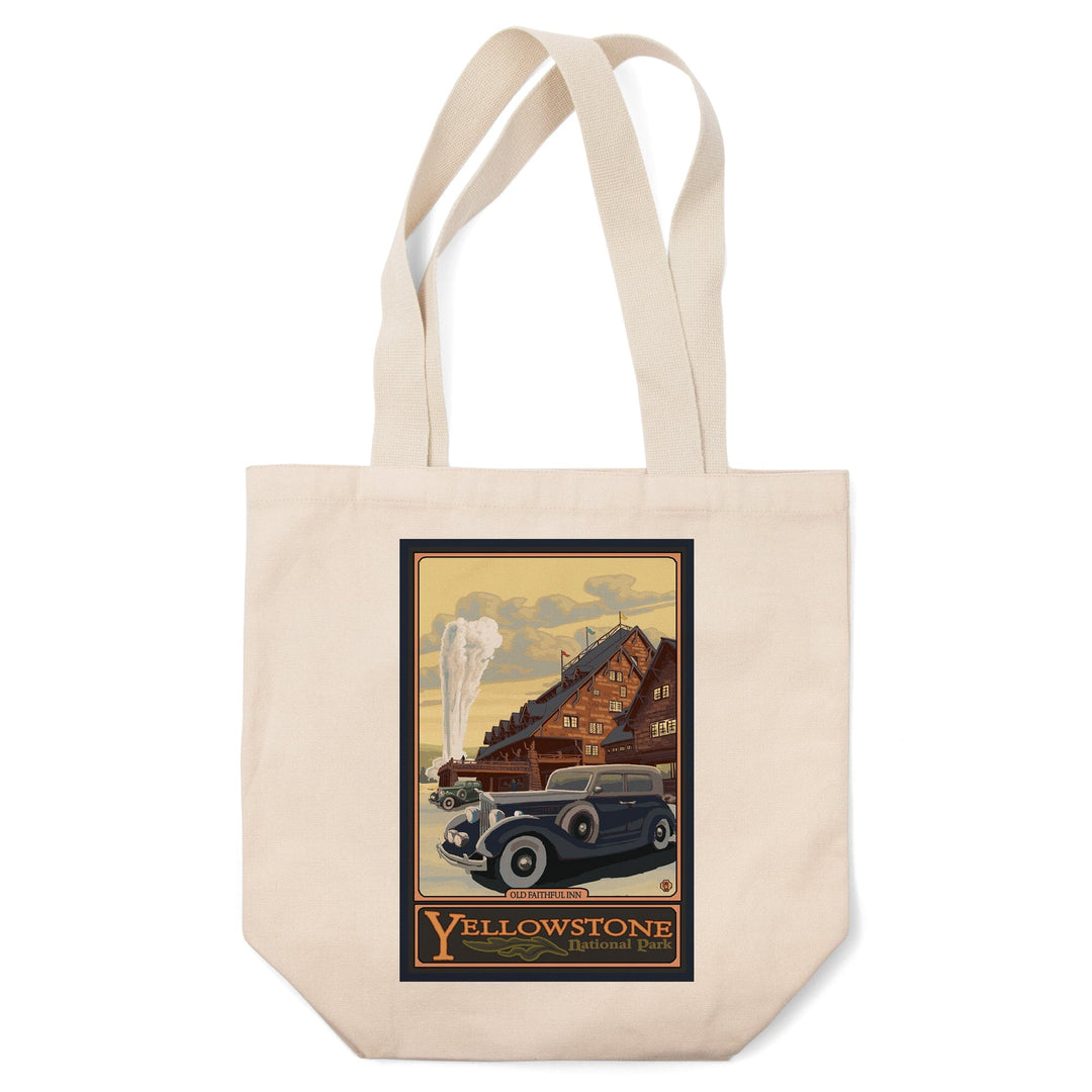 Yellowstone National Park, Wyoming, Old Faithful Inn, Lantern Press Artwork, Tote Bag Totes Lantern Press 