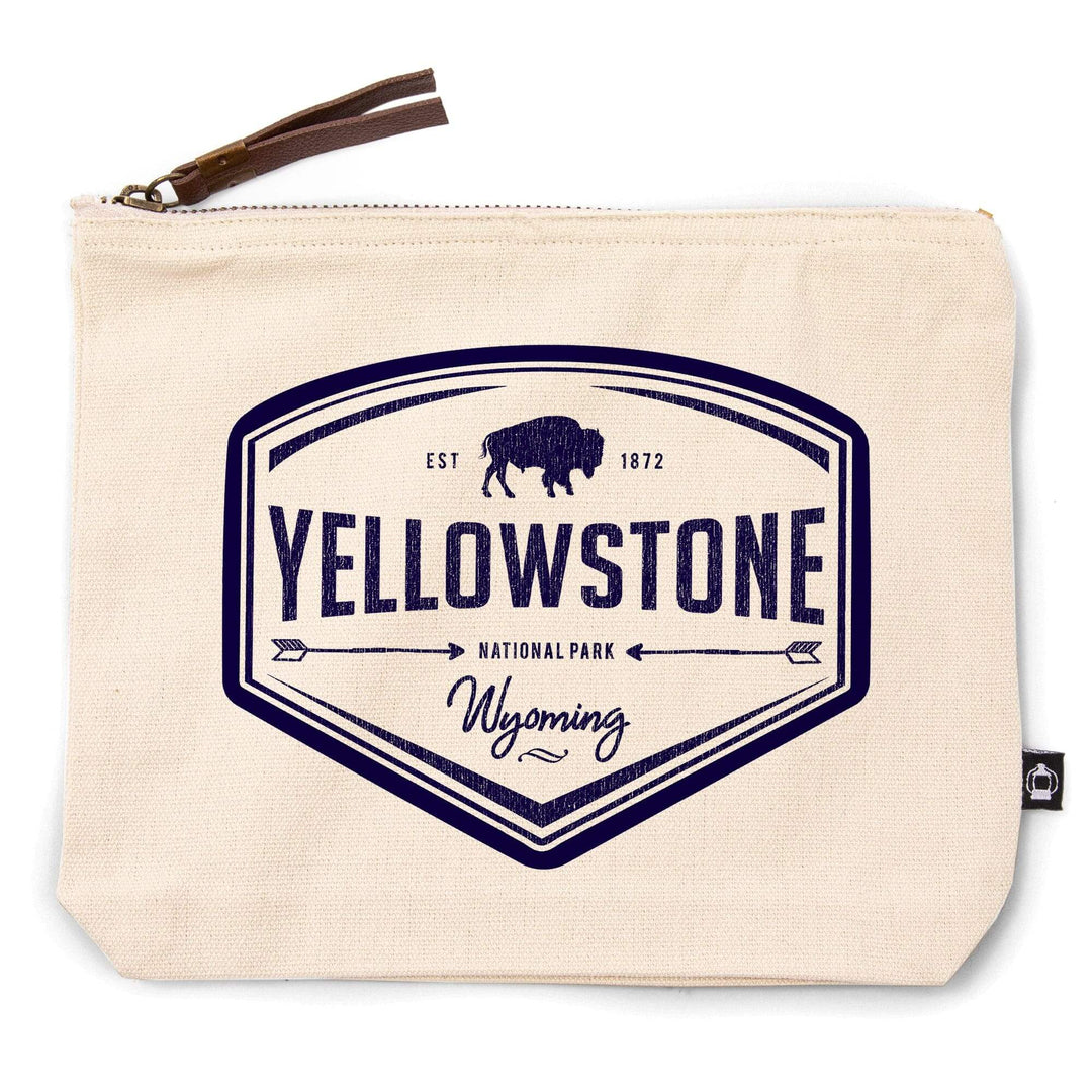 Yellowstone National Park, Wyoming,, Organic Cotton Zipper Pouch, Go Bag Go Bag Lantern Press 