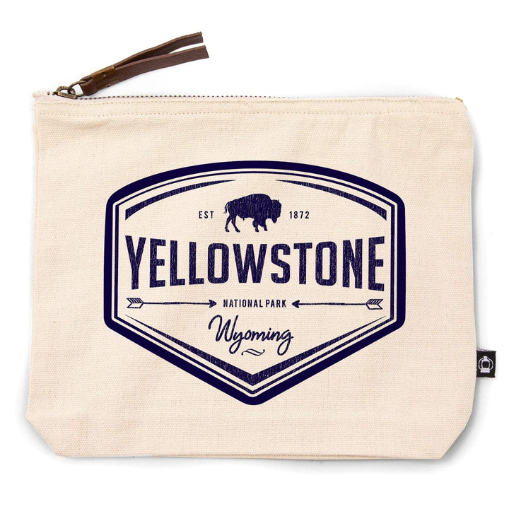 Yellowstone National Park, Wyoming,, Organic Cotton Zipper Pouch, Go Bag Go Bag Lantern Press 