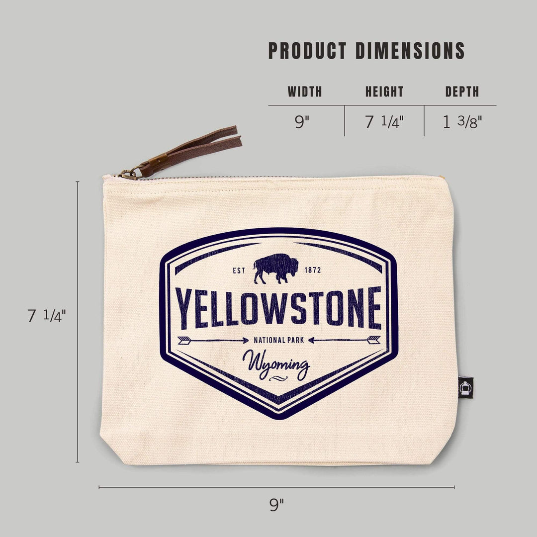 Yellowstone National Park, Wyoming,, Organic Cotton Zipper Pouch, Go Bag Go Bag Lantern Press 